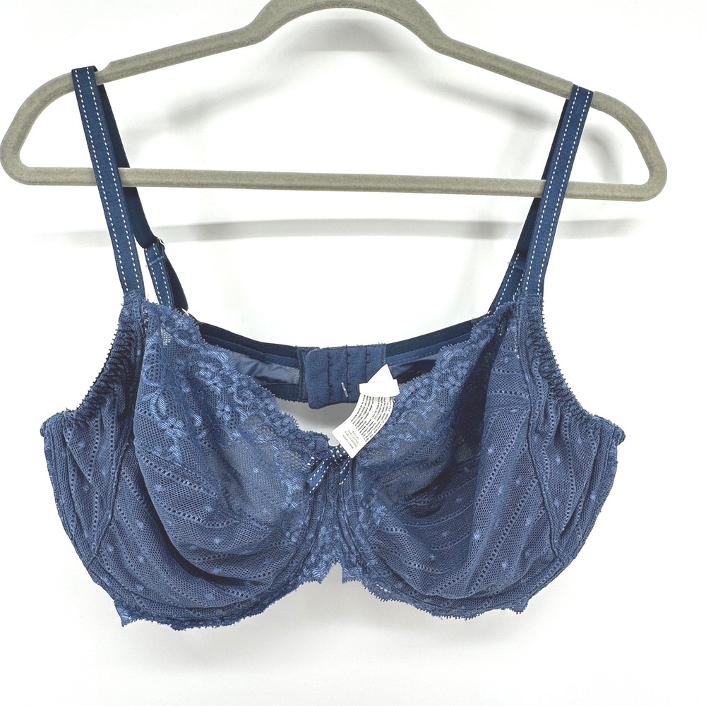 Chantelle Underwire Bra Women 38DD Blue Lace Underwire Feminine Intimates